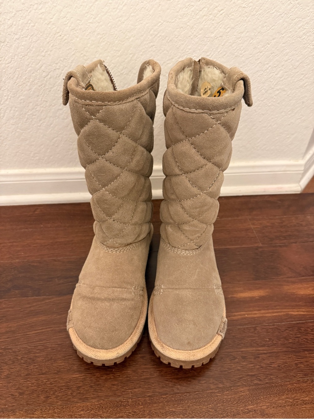 Women’s Superdry Quilted Suede Tall Winter Boots - Beige